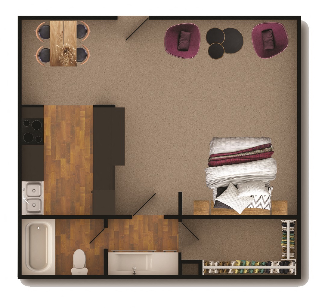 Floor plan for studio, 1 bath, 450 sqft